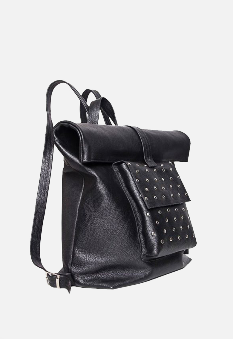 ROCK Black Leather Backpack - Image 2