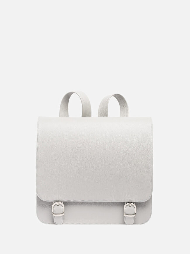 SQUARE Light Grey Leather Backpack