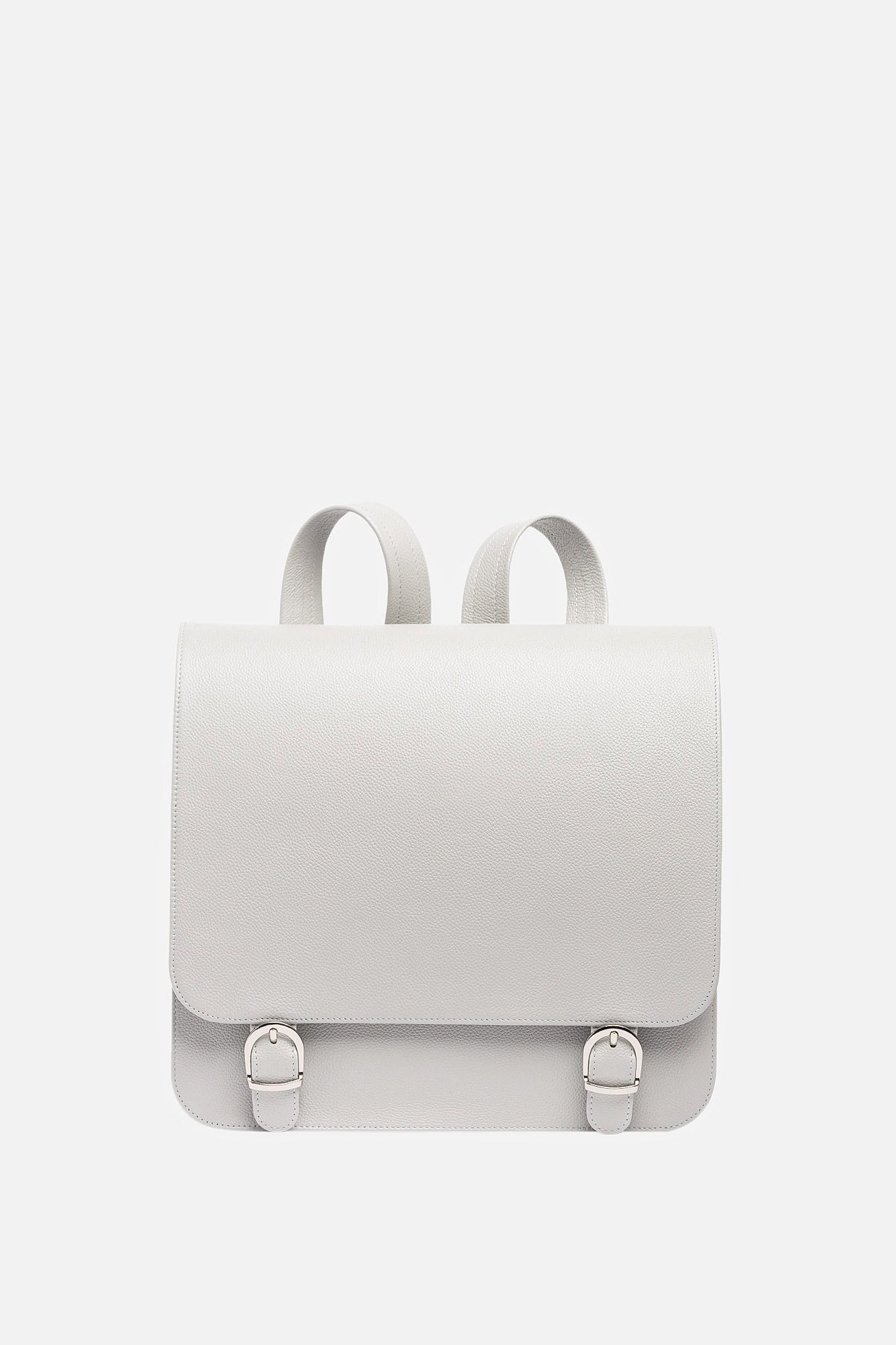 SQUARE Light Grey Leather Backpack