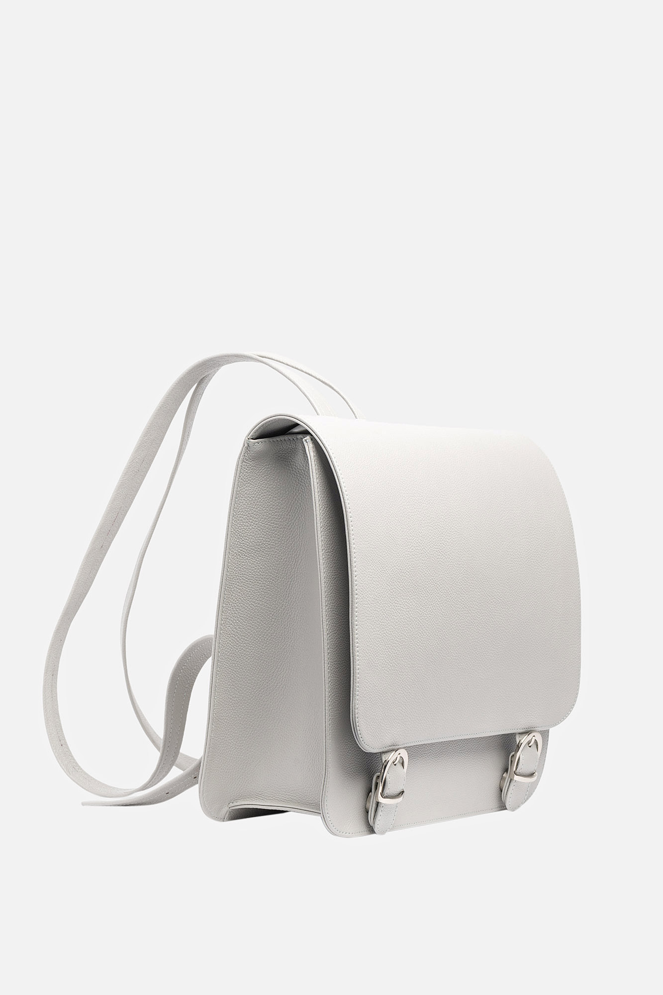 SQUARE Light Grey Leather Backpack - Image 2