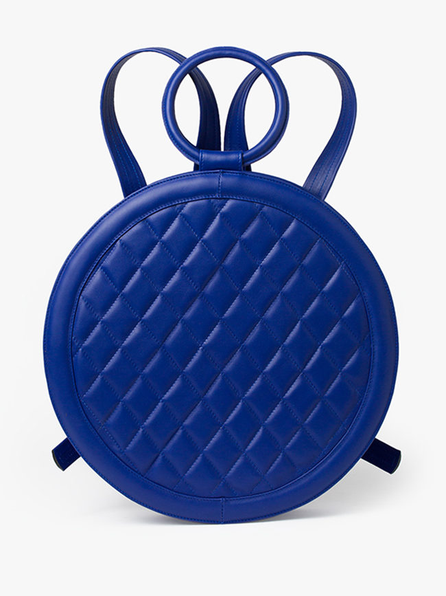 SOLEIL Quilted Blue Leather Backpack