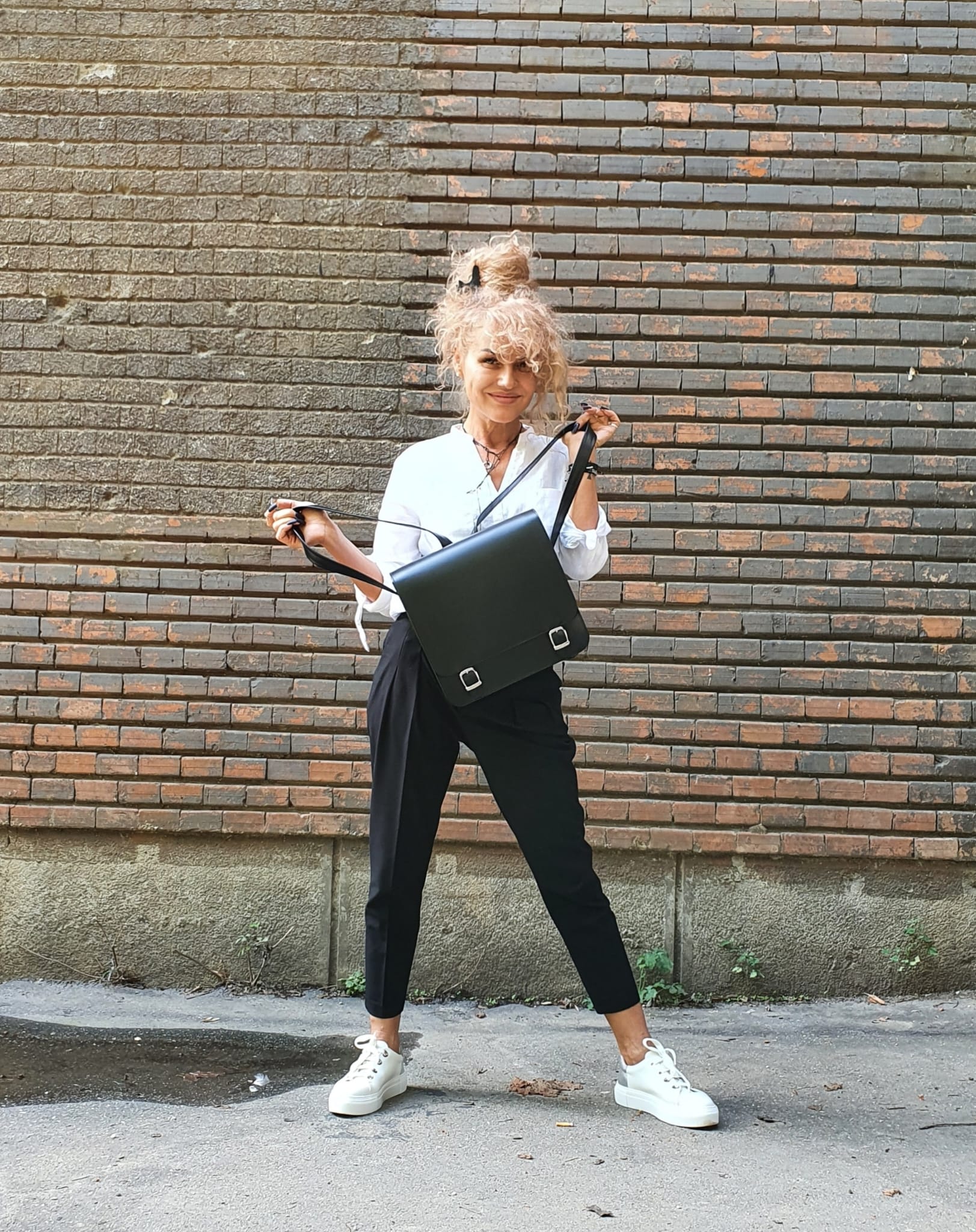 SQUARE Black Croco Leather Backpack - Image 3