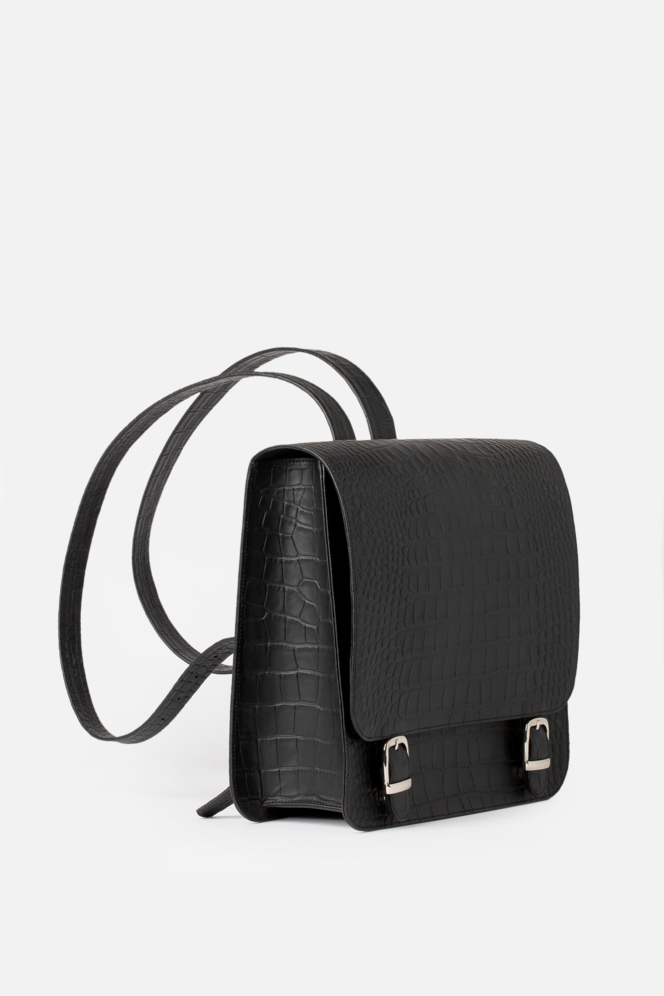 SQUARE Black Croco Leather Backpack - Image 2