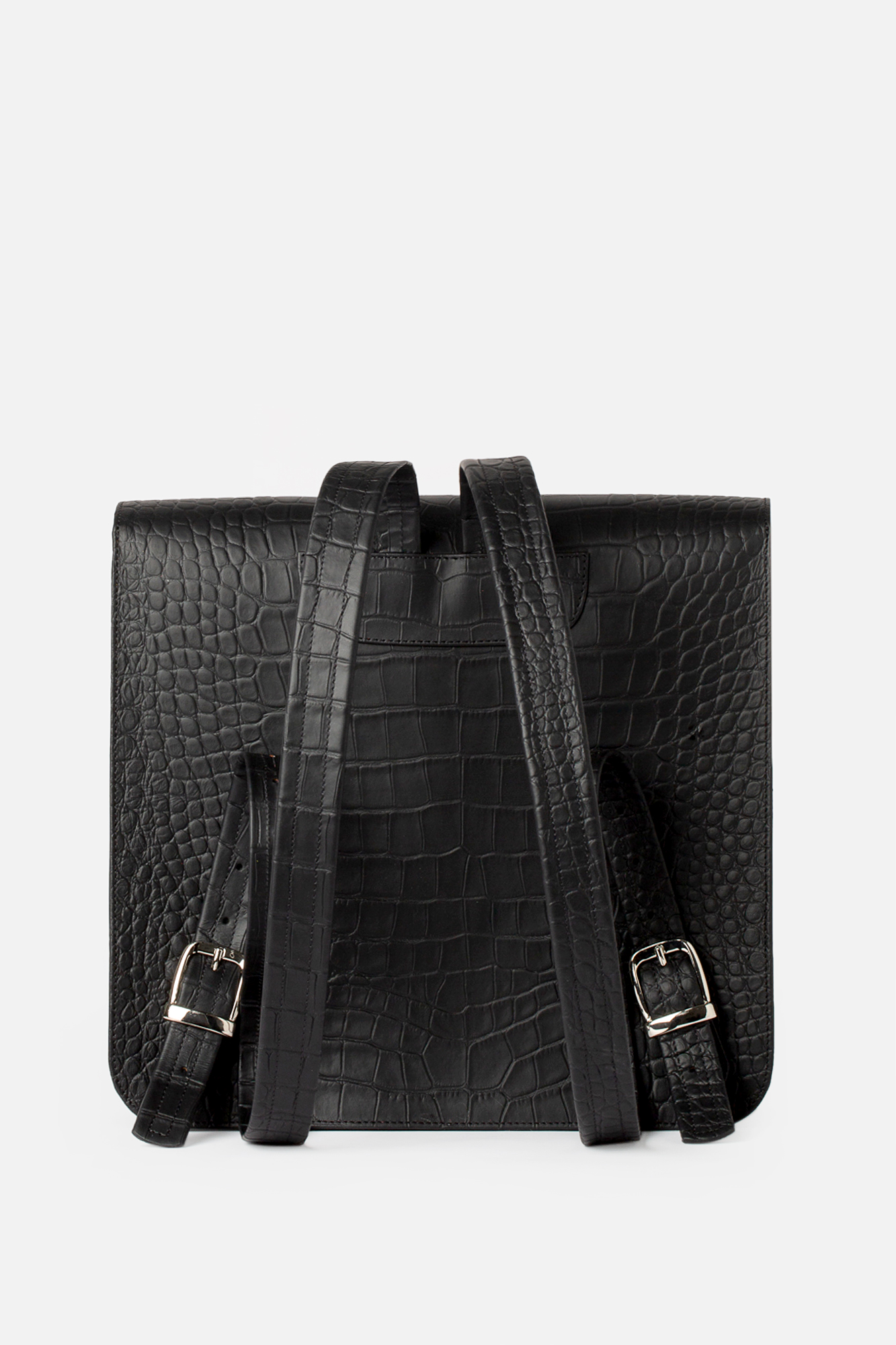 SQUARE Black Croco Leather Backpack - Image 5