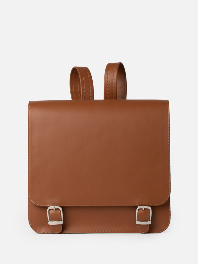 SQUARE Camel Leather Backpack