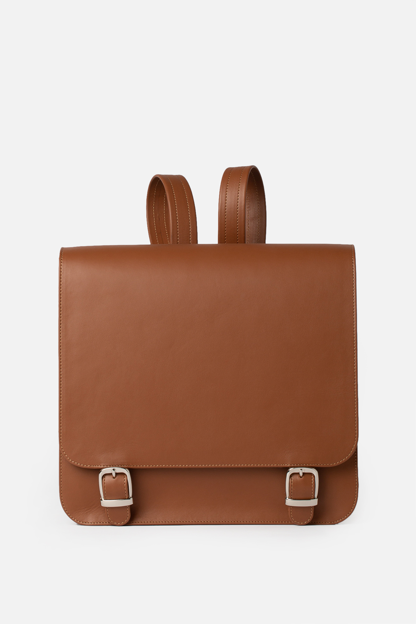 SQUARE Camel Leather Backpack