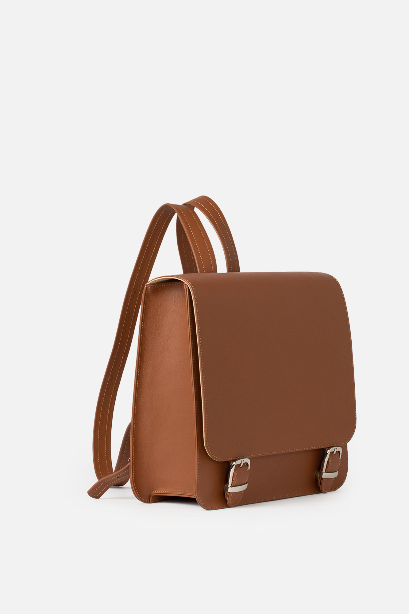 SQUARE Camel Leather Backpack - Image 2