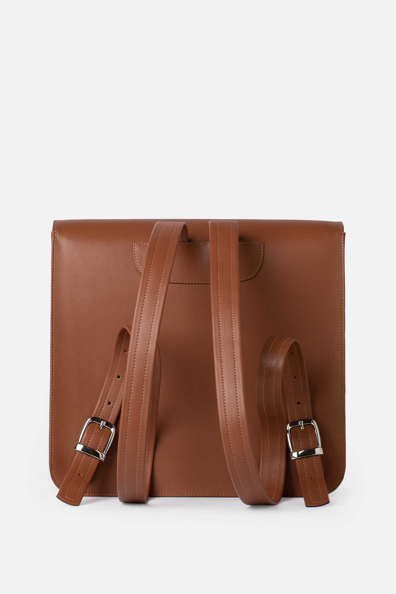 SQUARE Camel Leather Backpack - Image 5