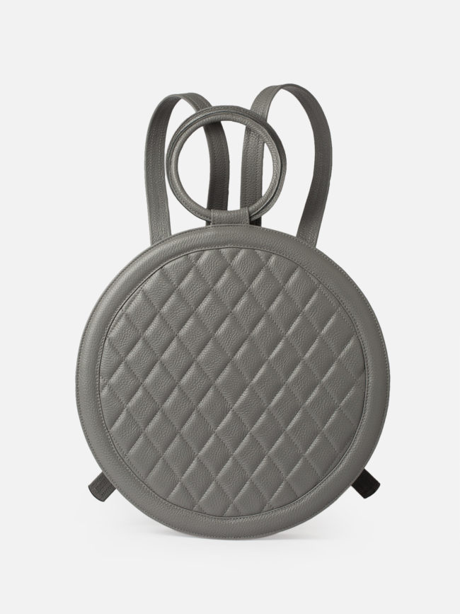 SOLEIL Quilted Dusty Grey Leather Backpack