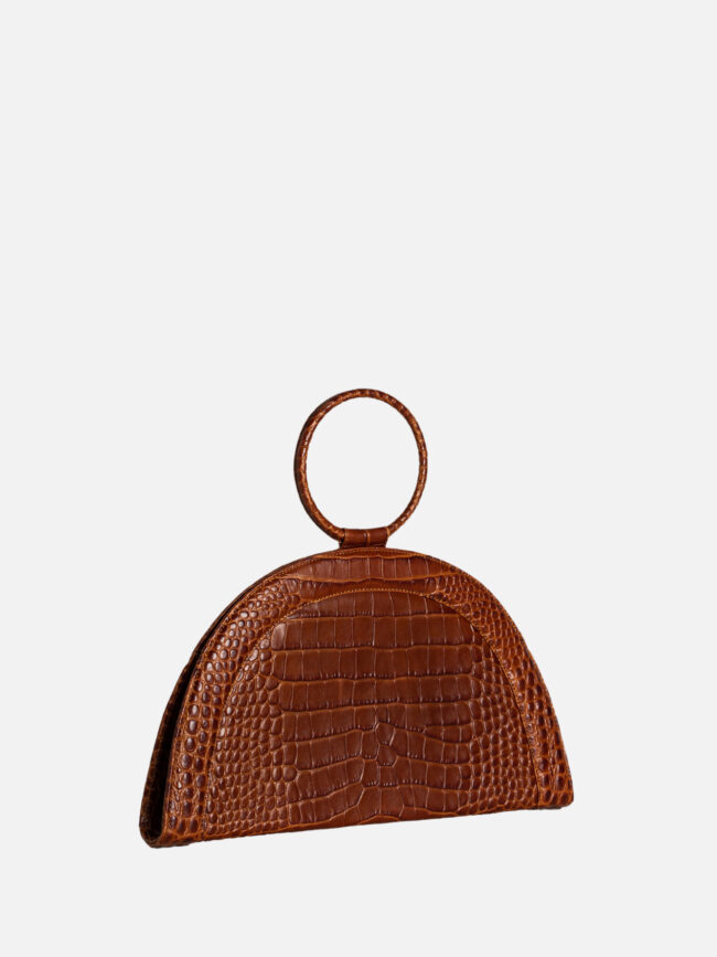 FANY MAXI Brown Croco Leather Bag