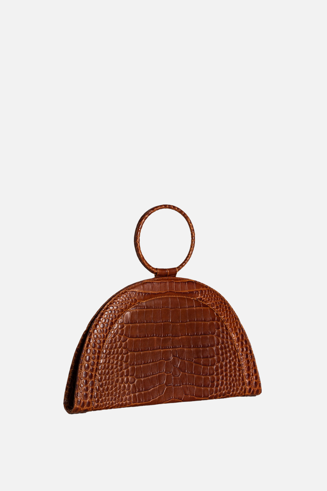FANY MAXI Brown Croco Leather Bag