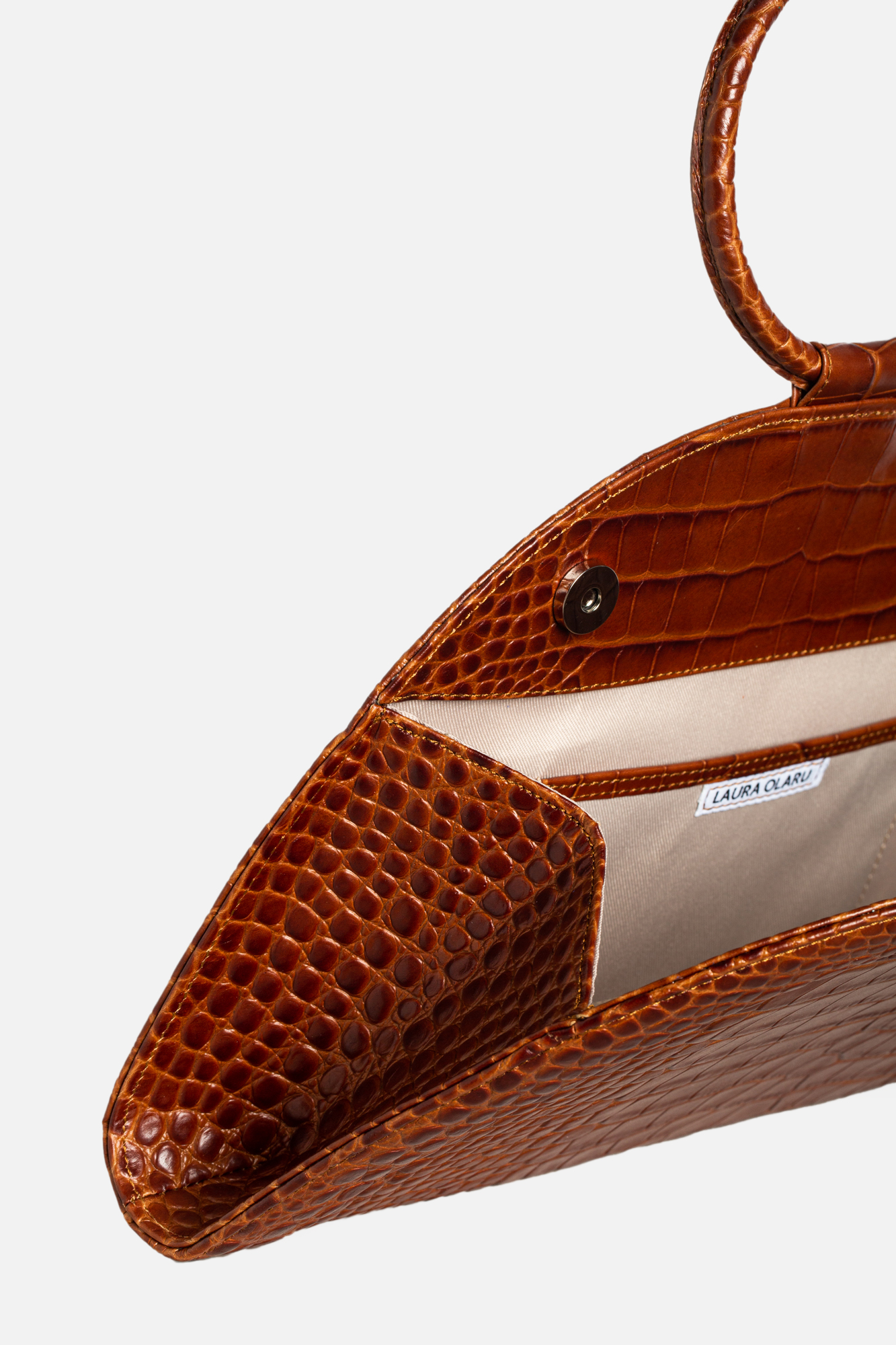 FANY MAXI Brown Croco Leather Bag - Image 7