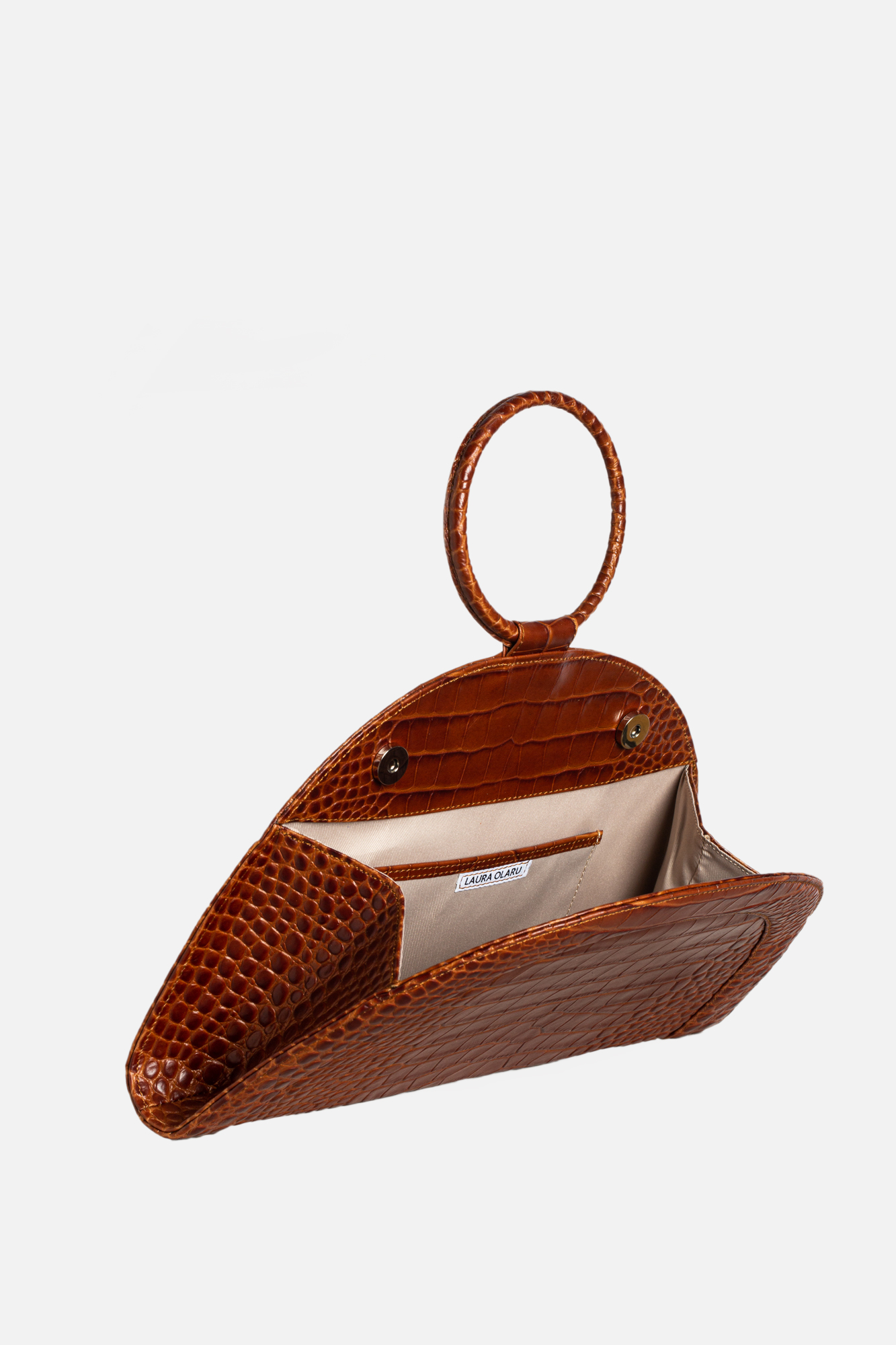 FANY MAXI Brown Croco Leather Bag - Image 6