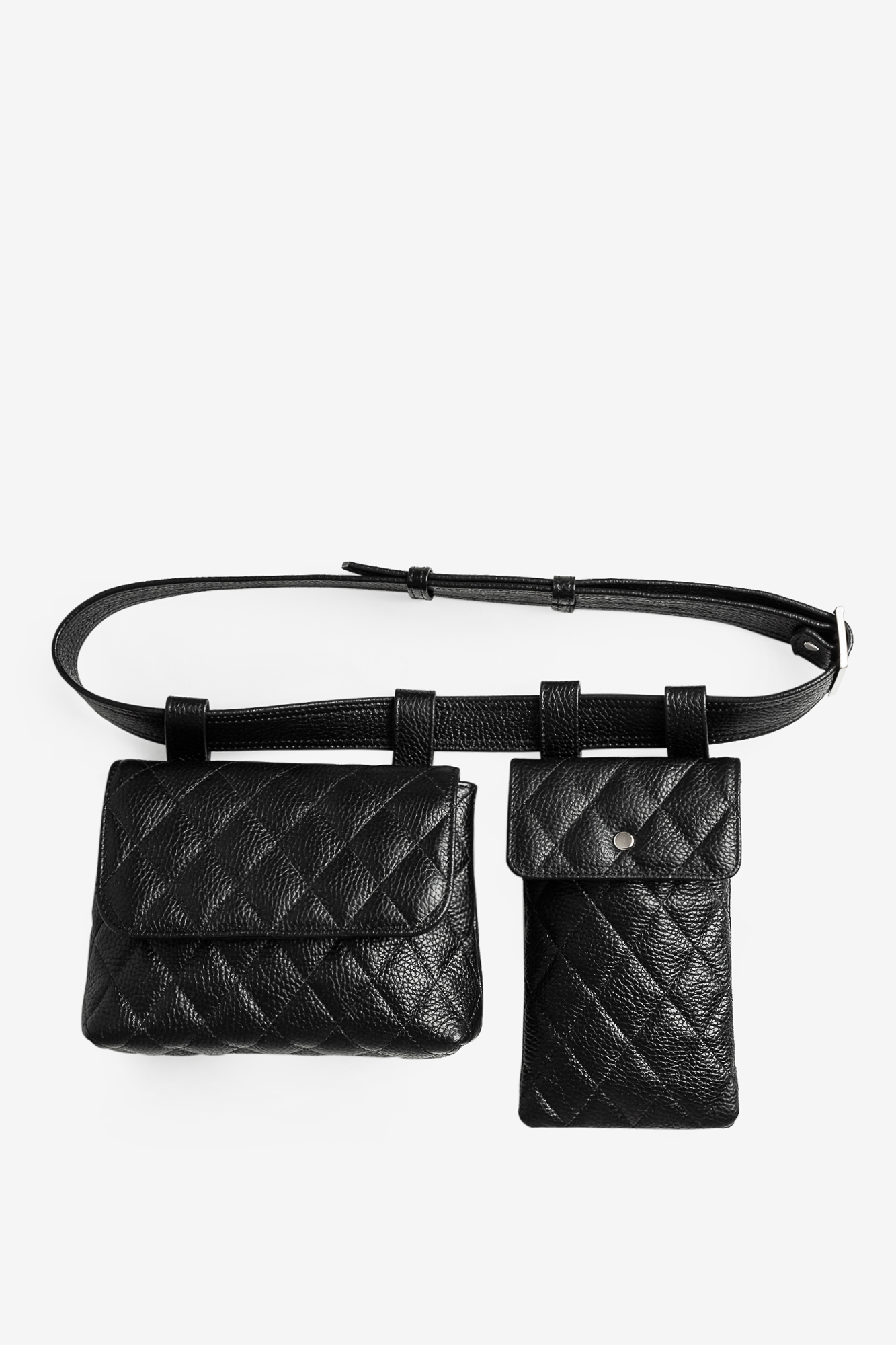 DOUBLE EMMA Quilted Black Leather Belt Bag - Image 2