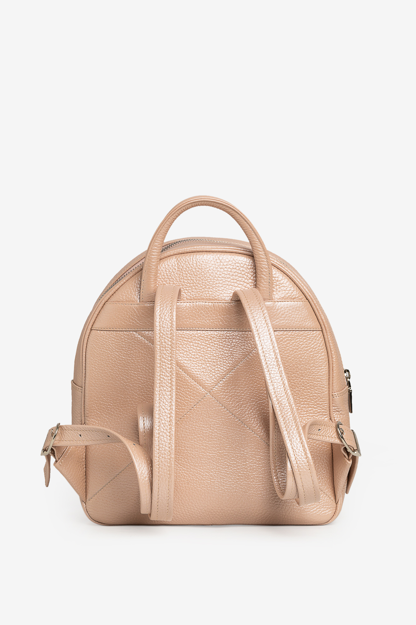 SMILEY Quilted Pearly Pink Leather Backpack - Image 3