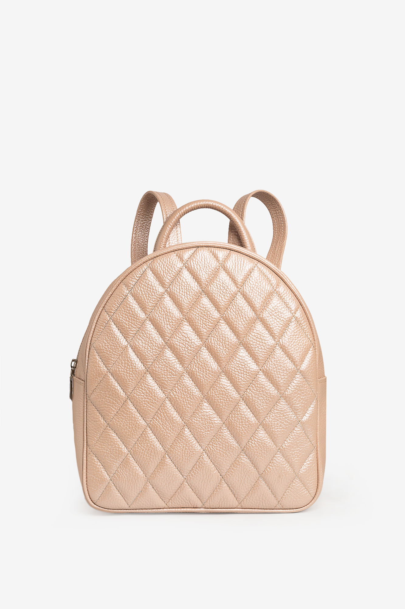SMILEY Quilted Pearly Pink Leather Backpack