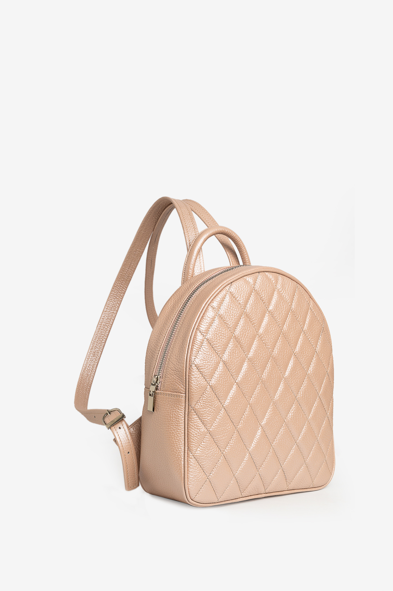 SMILEY Quilted Pearly Pink Leather Backpack - Image 2