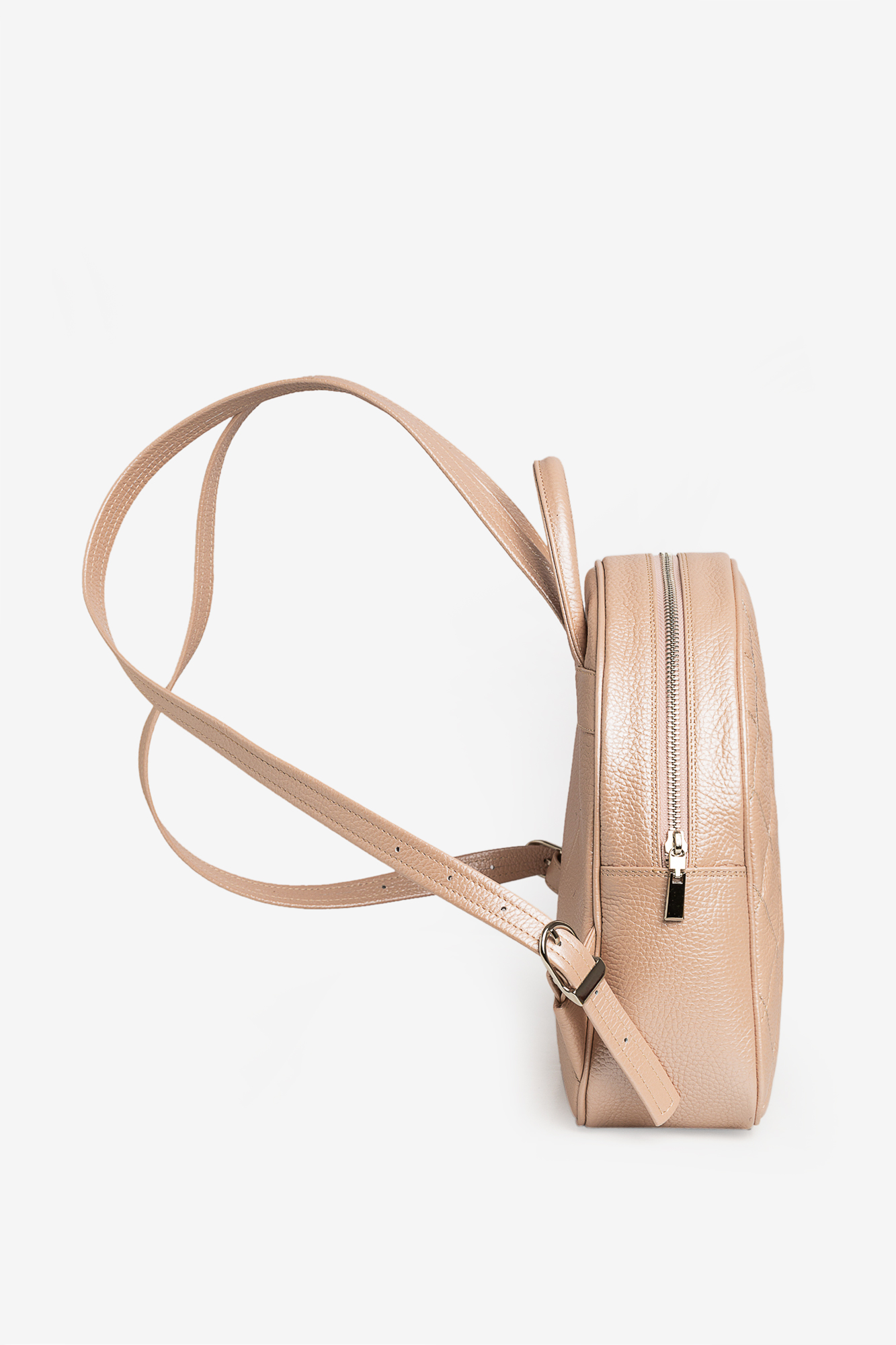 SMILEY Quilted Pearly Pink Leather Backpack - Image 5