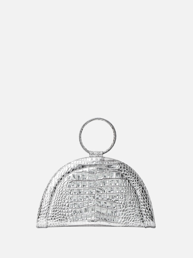 FANY MAXI Silver Croco Leather Bag