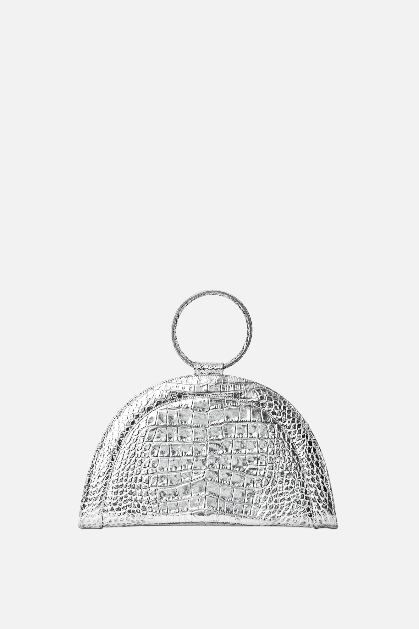 FANY MAXI Silver Croco Leather Bag