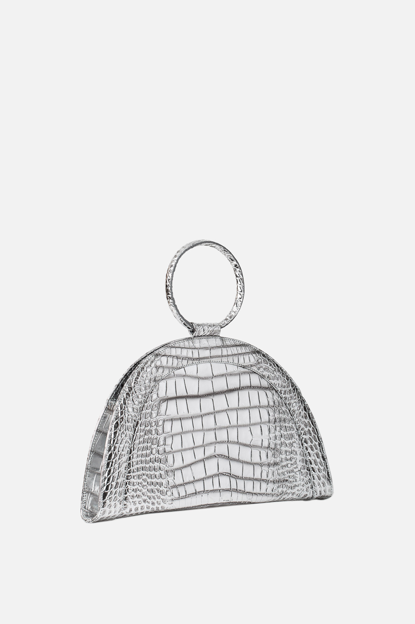 FANY MAXI Silver Croco Leather Bag - Image 4