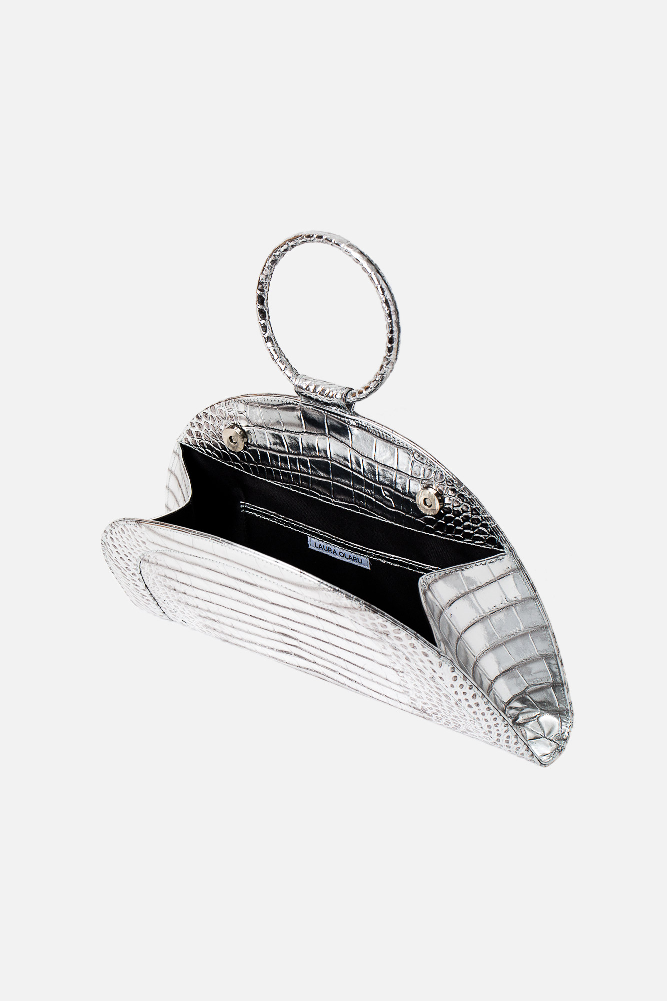 FANY MAXI Silver Croco Leather Bag - Image 5