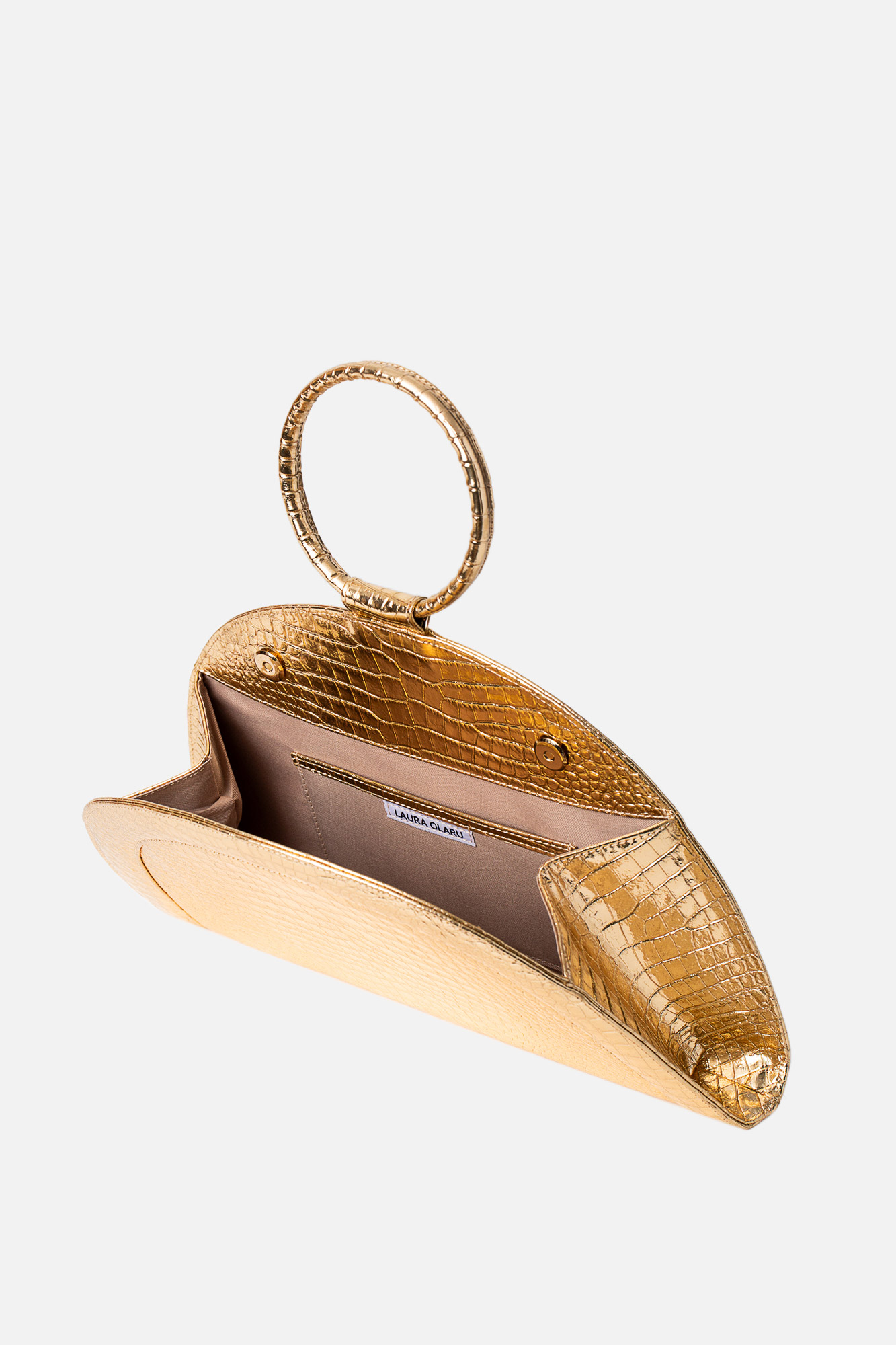 FANY MAXI Gold Croco Leather Bag - Image 6