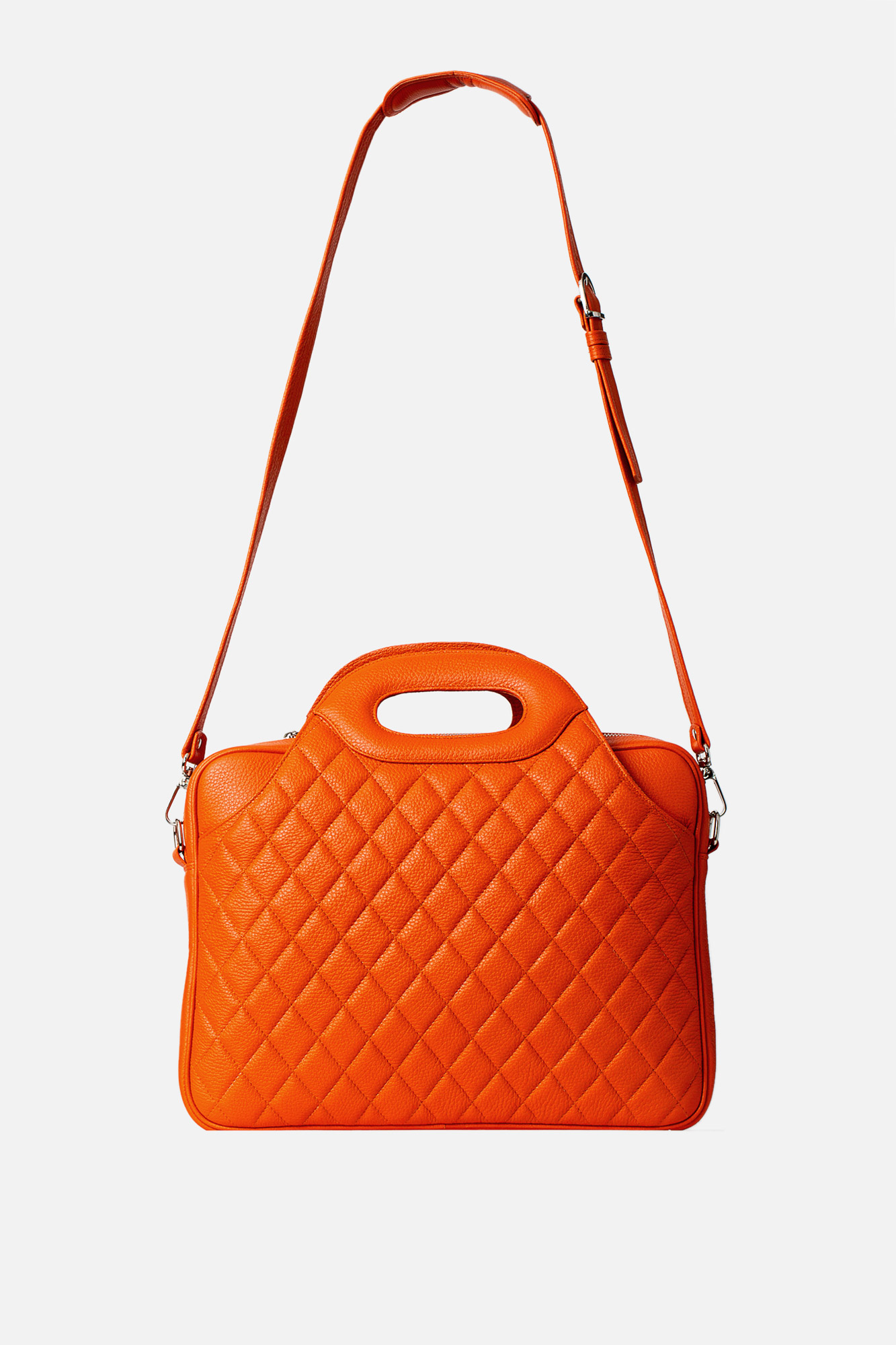 FABIOLA Orange Leather Laptop Bag - Image 2