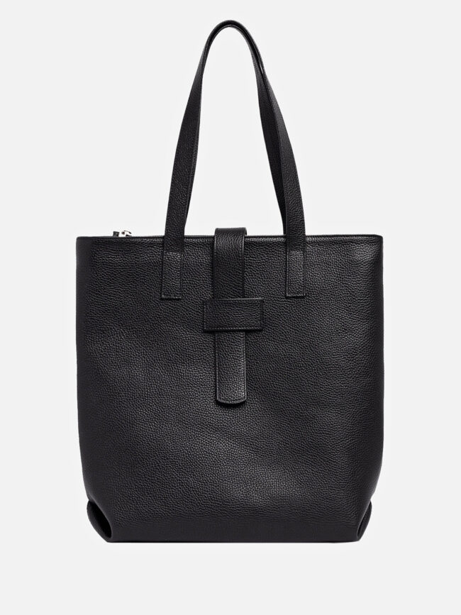 IOANA Black Leather Shoulder Bag