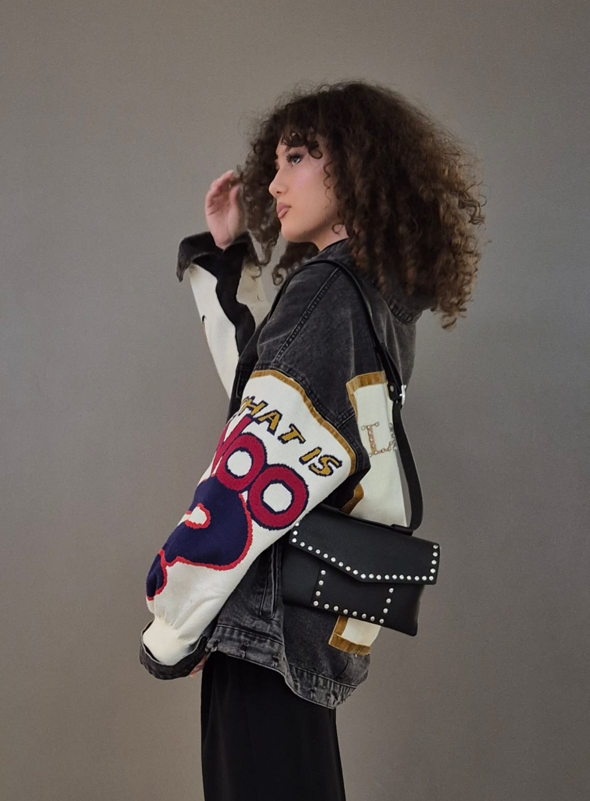 ZELDA Black Leather Belt Bag With Staples - Image 4