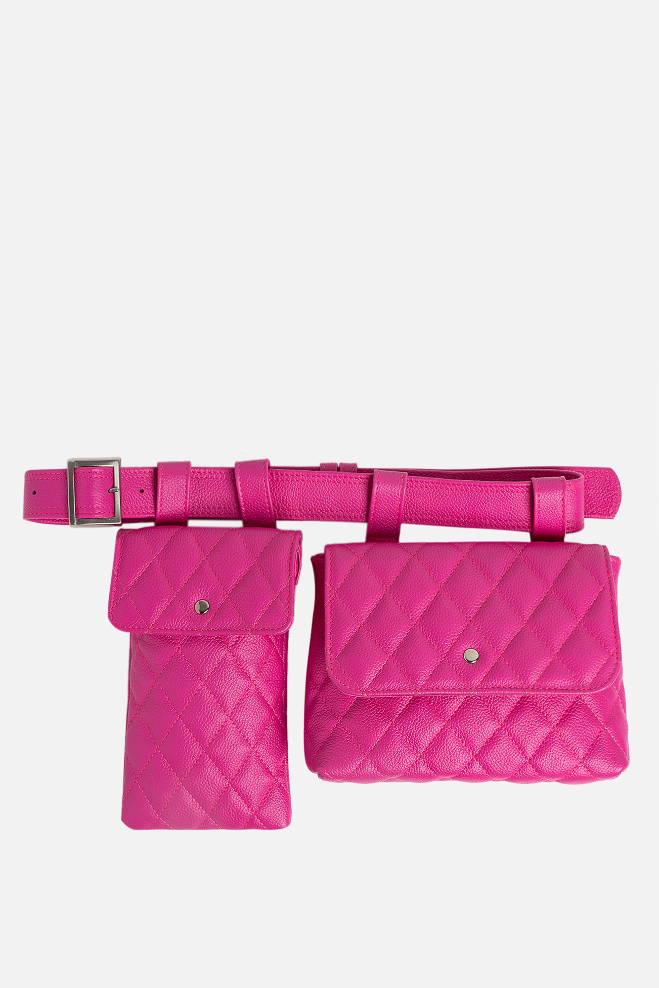 DOUBLE EMMA Quilted Pink Leather Belt Bag