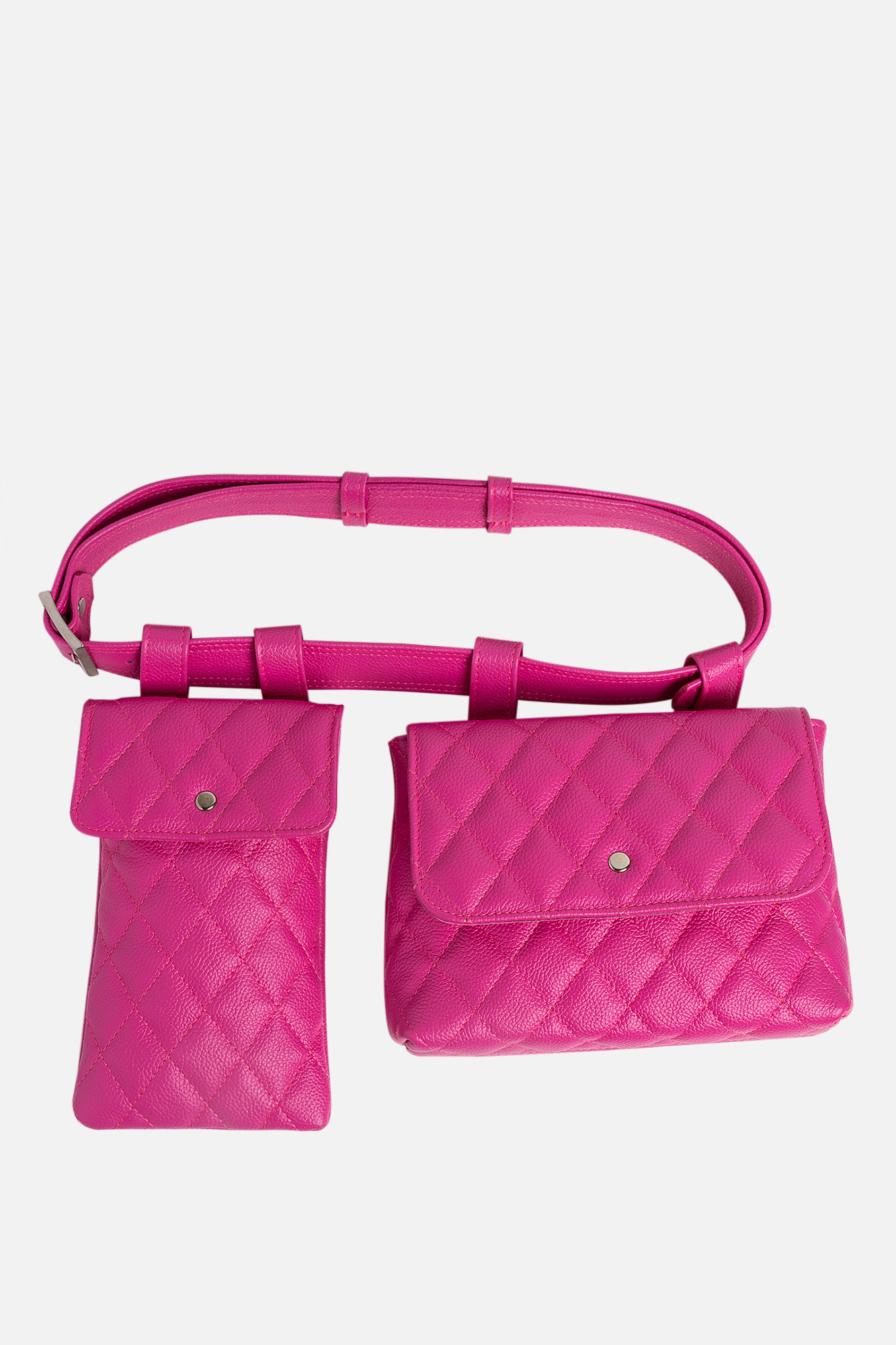 DOUBLE EMMA Quilted Pink Leather Belt Bag - Image 2