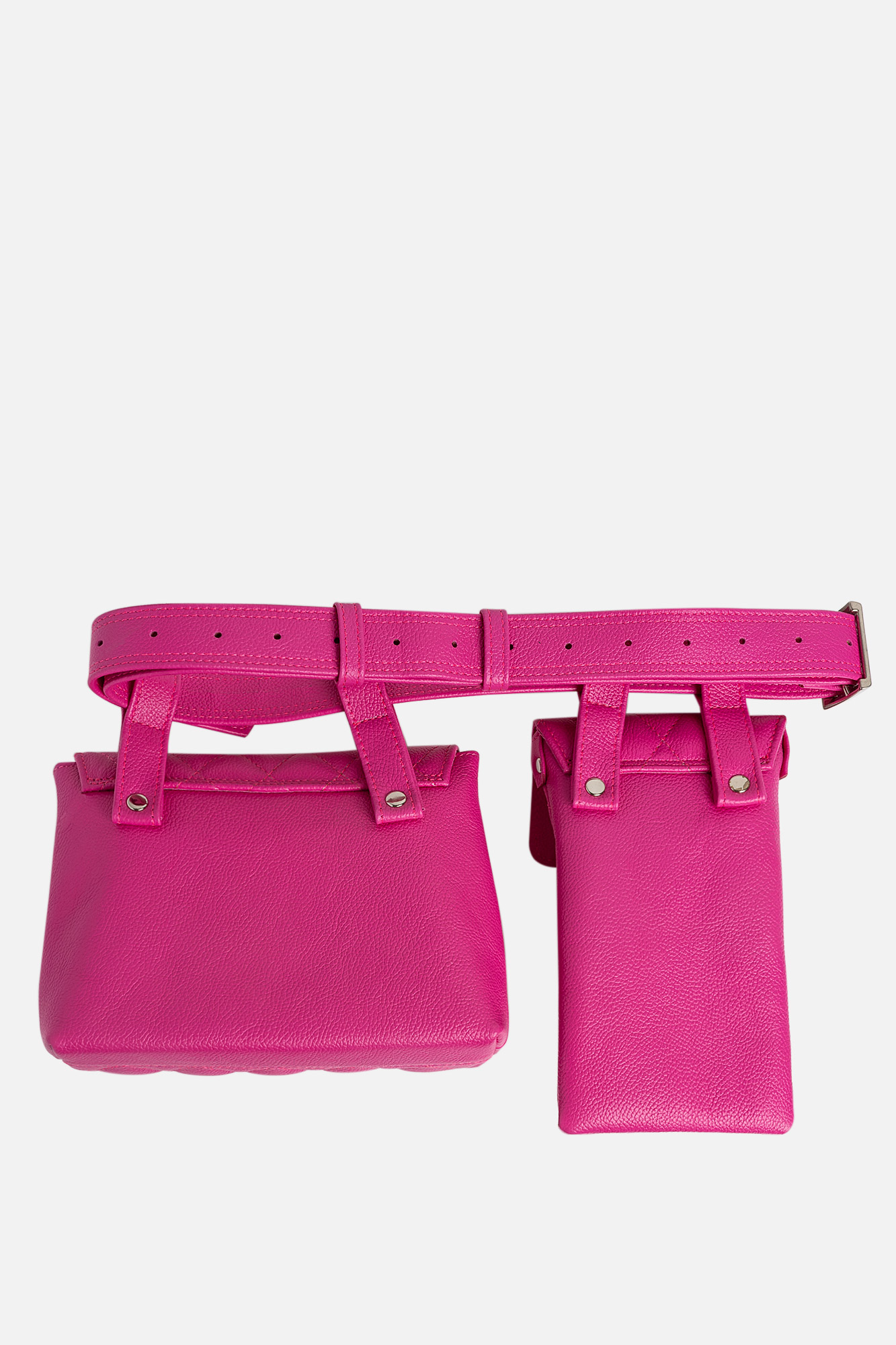 DOUBLE EMMA Quilted Pink Leather Belt Bag - Image 4