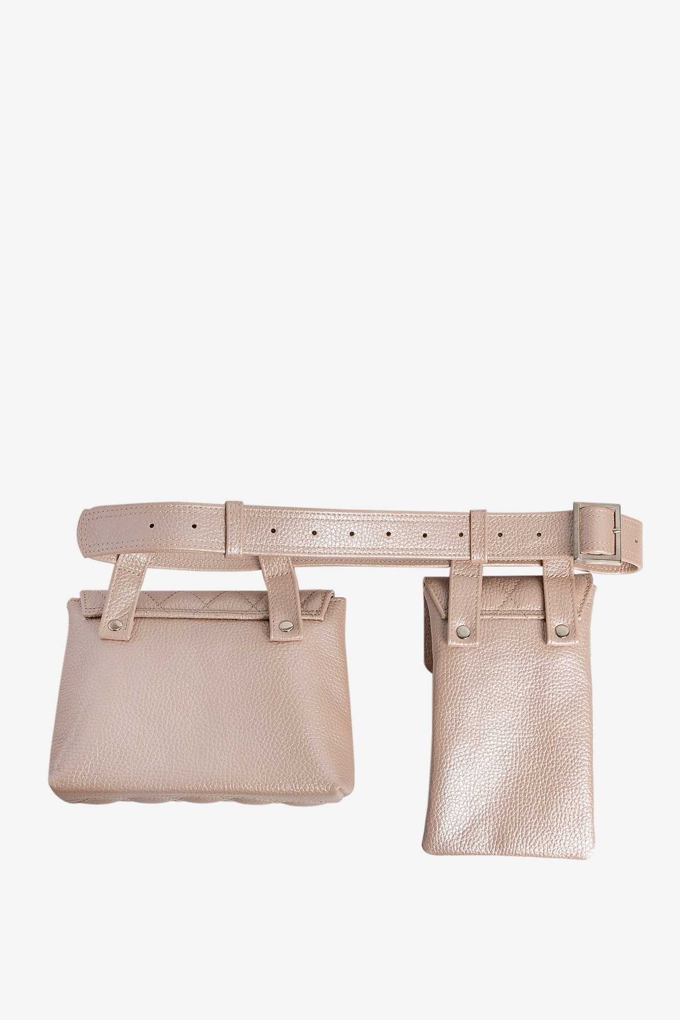 DOUBLE EMMA Quilted Pearly Pink Leather Belt Bag - Image 4