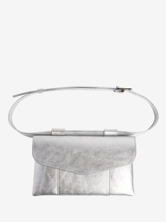 ZELDA Silver Leather Belt Bag