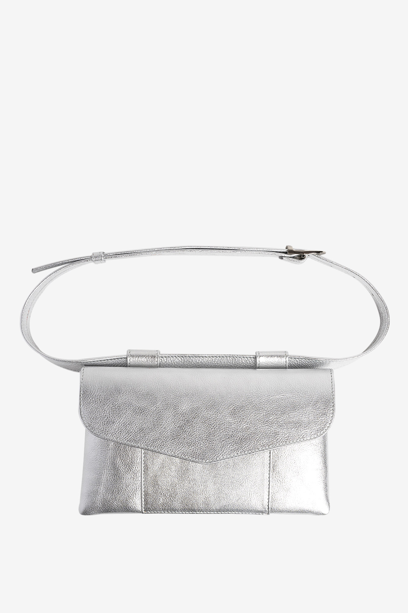 ZELDA Silver Leather Belt Bag