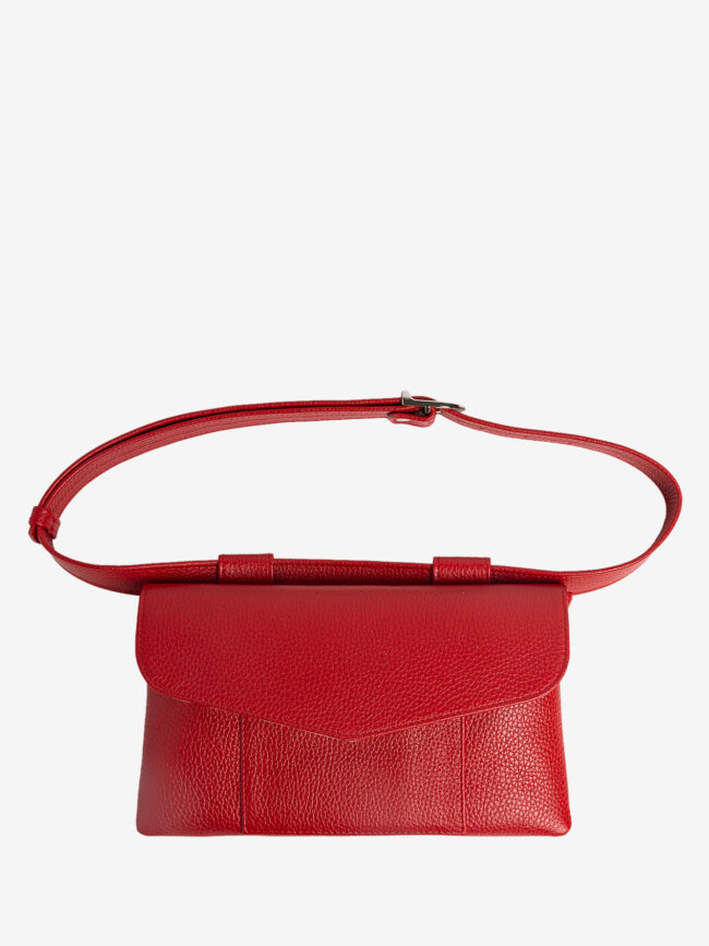 ZELDA Red Leather Belt Bag