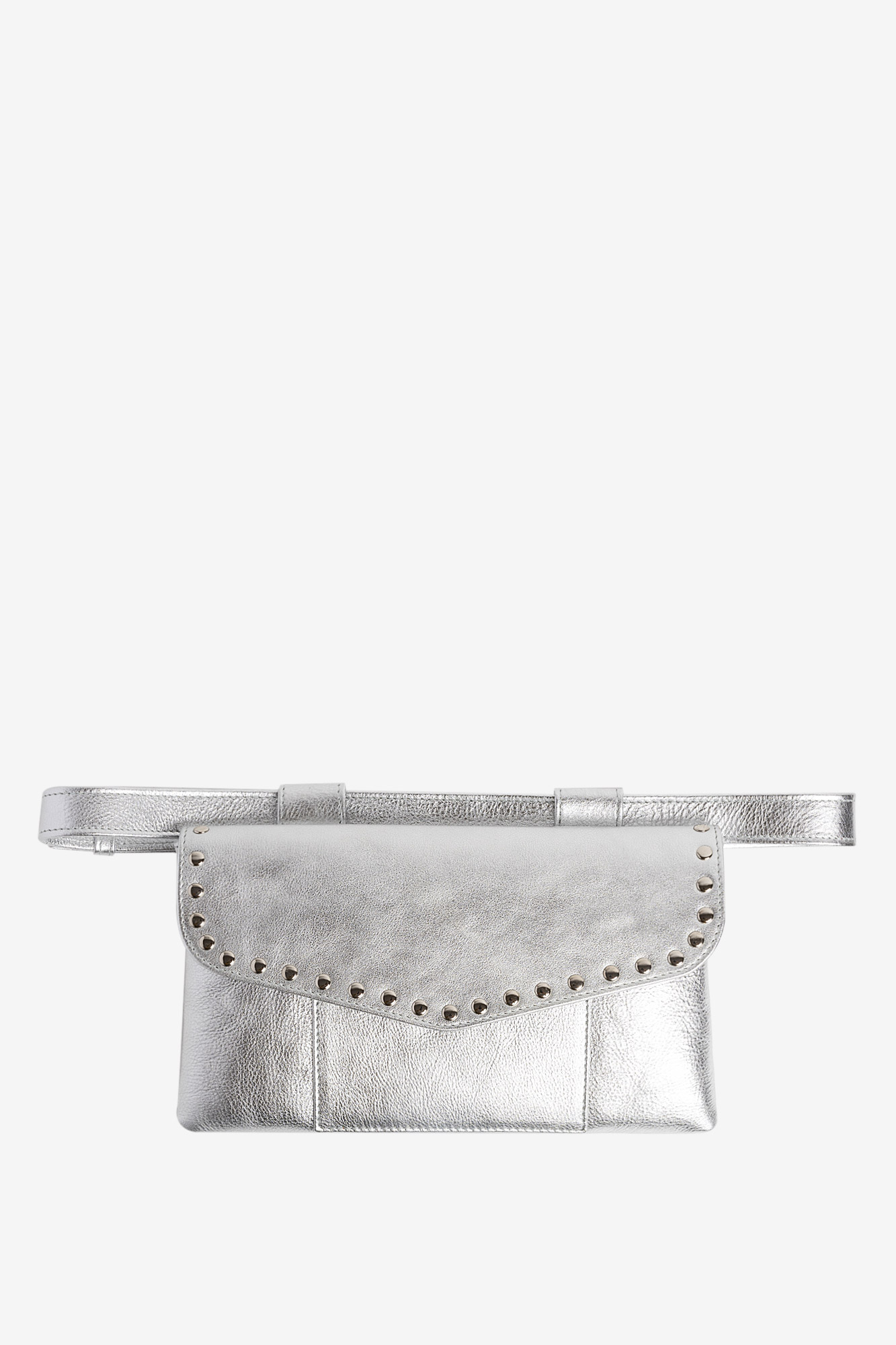 ZELDA Silver Leather Belt Bag With Staples - Image 2