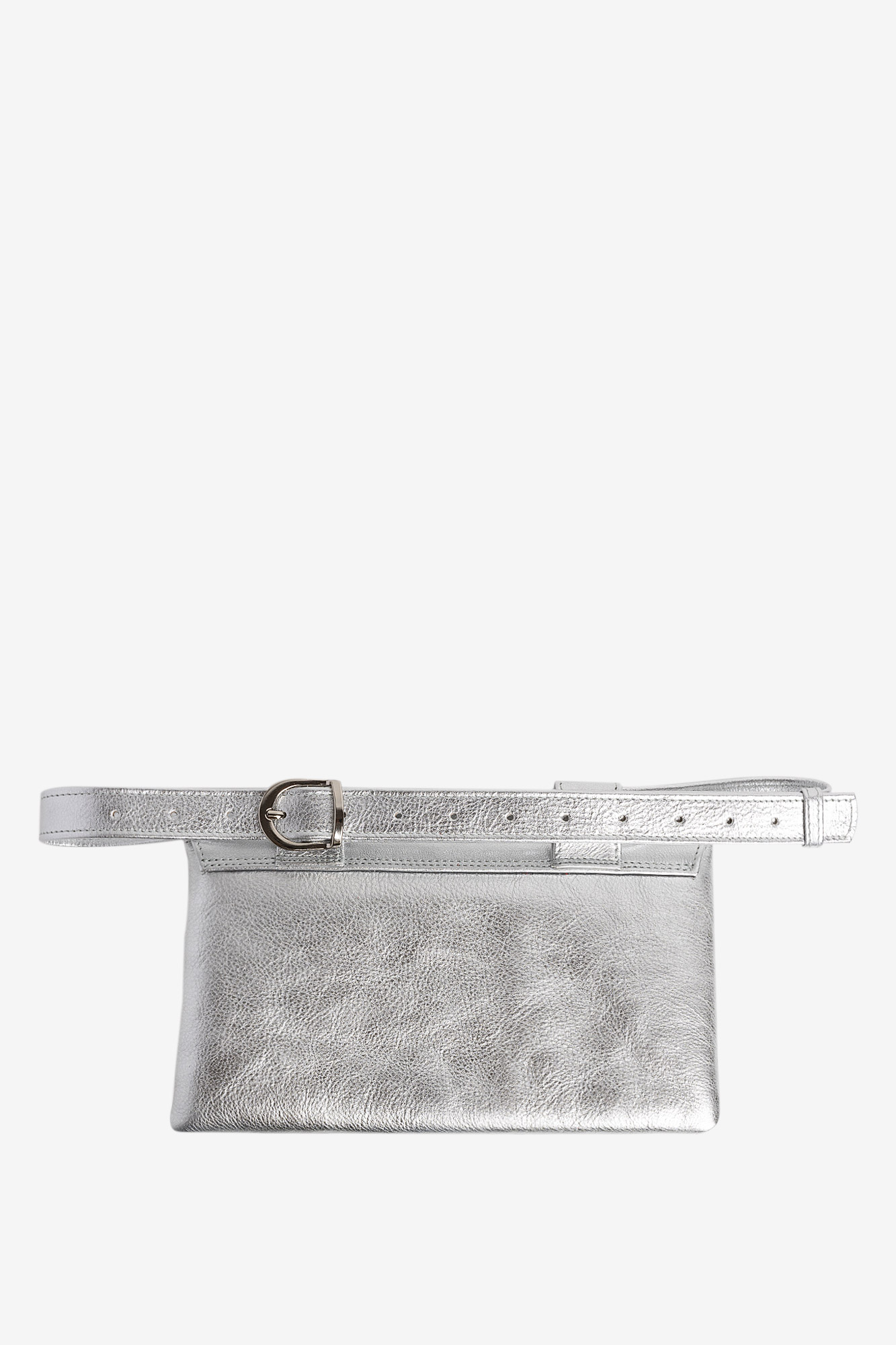 ZELDA Silver Leather Belt Bag With Staples - Image 3