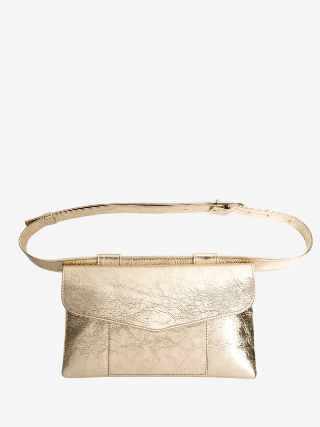 ZELDA Gold Leather Belt Bag
