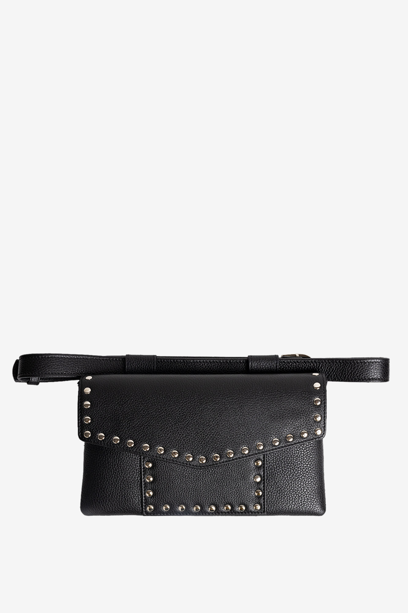 ZELDA Black Leather Belt Bag With Staples - Image 3