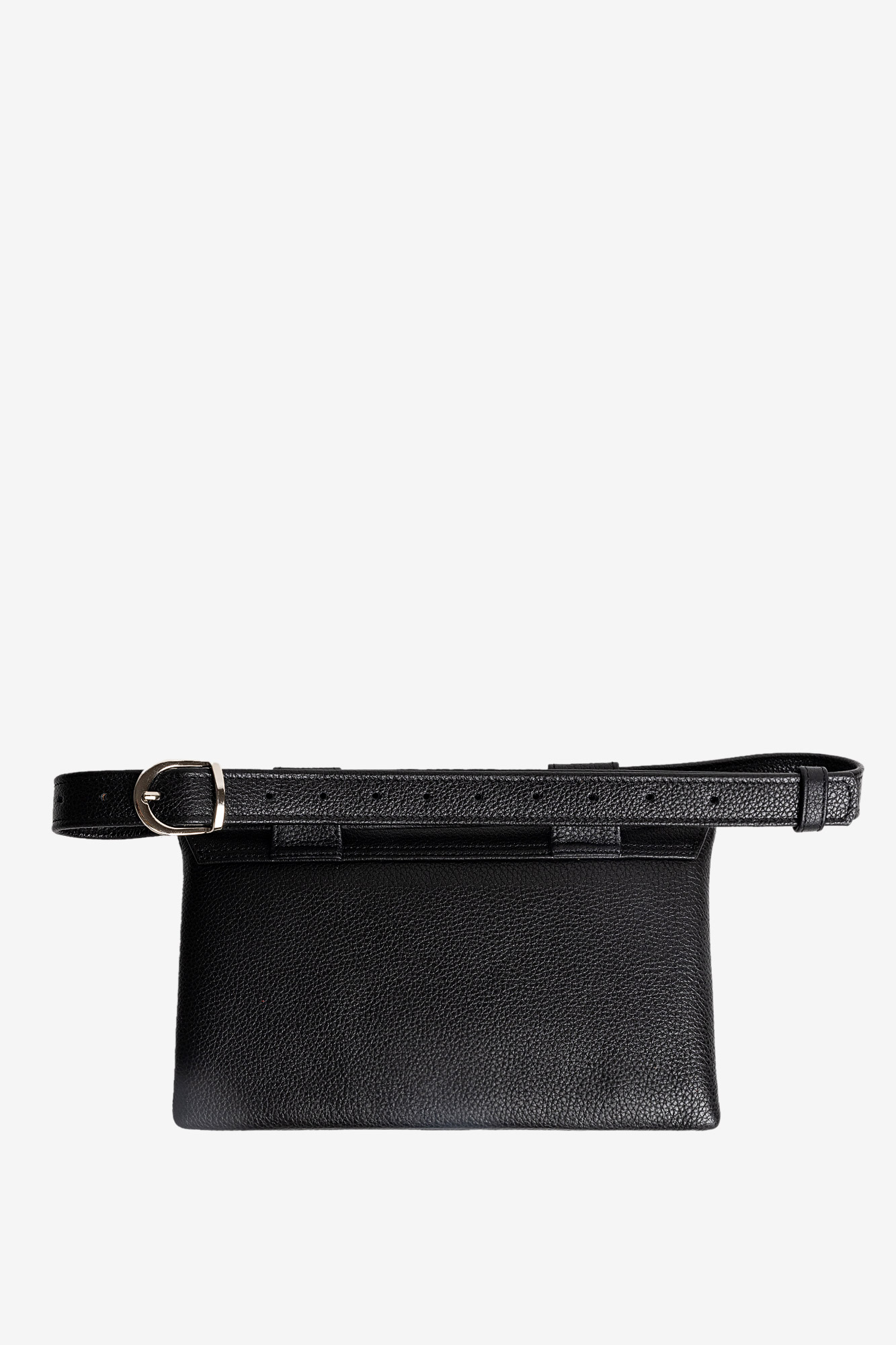 ZELDA Black Leather Belt Bag With Staples - Image 5