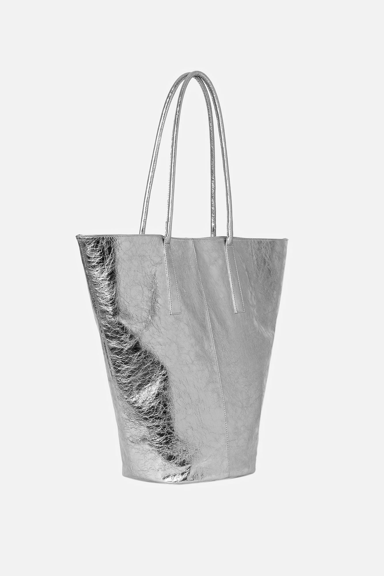 ESMEE Silver Leather Shopper Bag - Image 3
