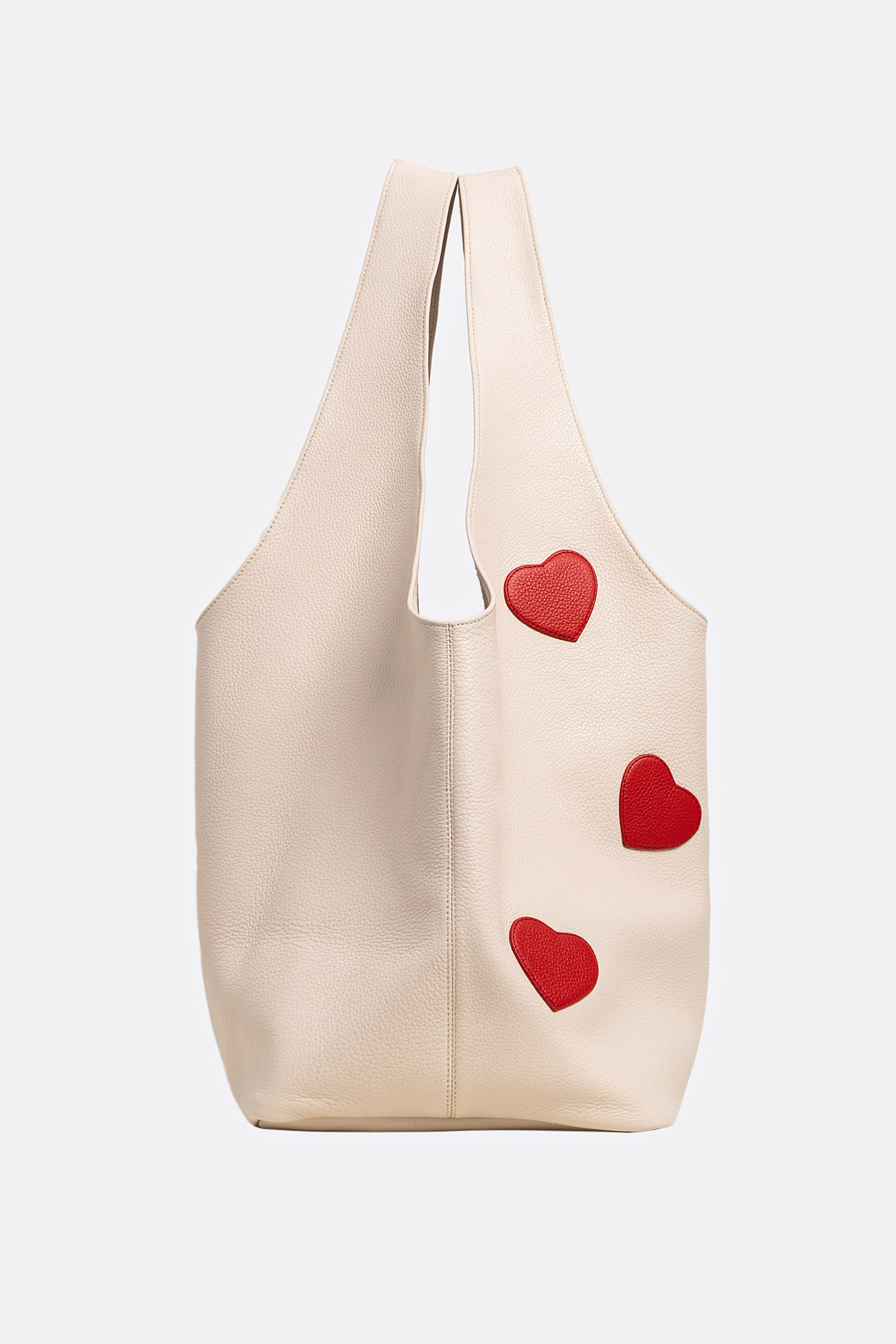 SACK Cream Leather Bag With Red Hearts Attached - Image 6