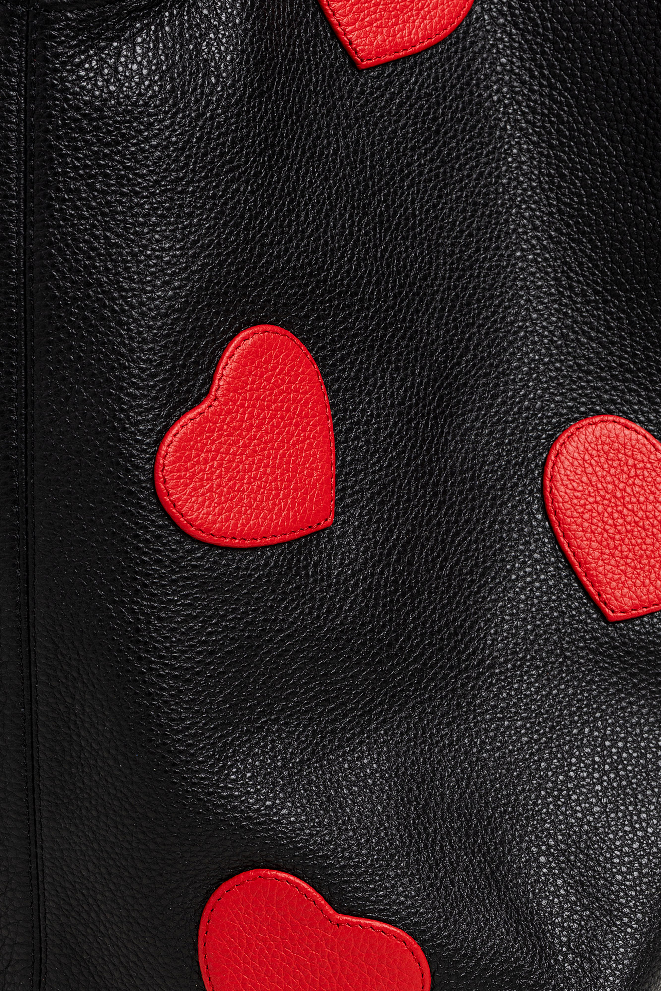 SACK Black Leather Bag With Red Hearts Attached - Image 9