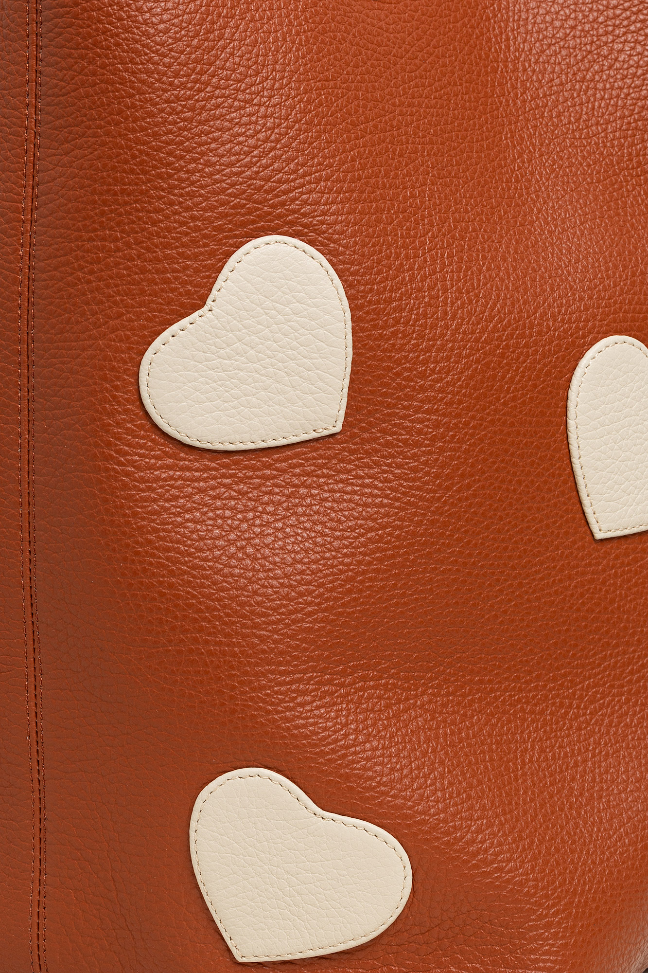 SACK Camel Leather Bag With Cream Hearts Attached - Image 8