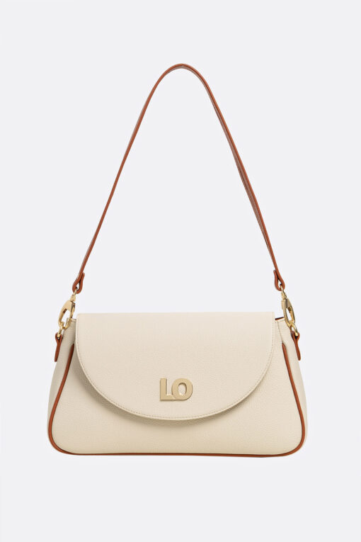 LEYLA Cream Leather Bag With Camel Straps - Image 3