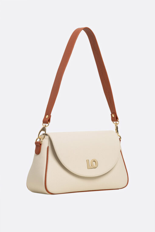 LEYLA Cream Leather Bag With Camel Straps - Image 5