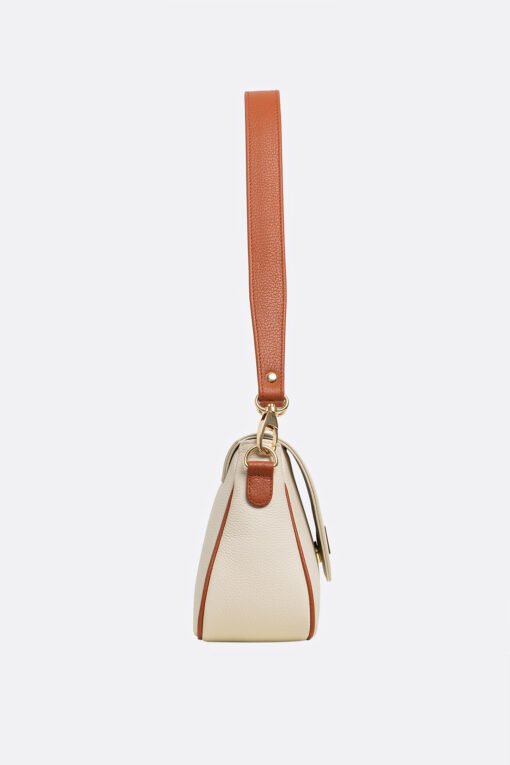 LEYLA Cream Leather Bag With Camel Straps - Image 7
