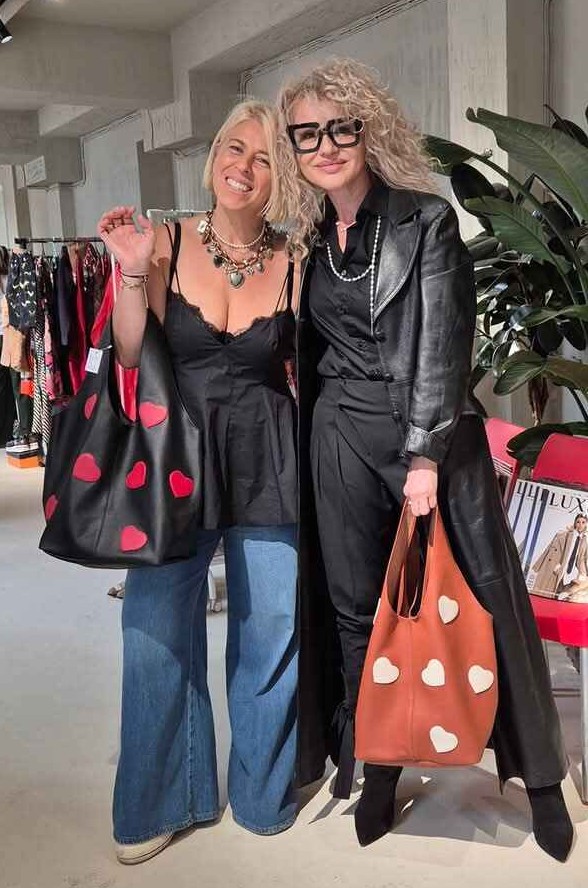 SACK Black Leather Bag With Red Hearts Attached - Image 2